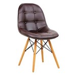 Ficha técnica e caractérísticas do produto Cadeira Estofada Charles Eames Luxo Botonê Marrom Tl-Cdd-01-6 Trevalla - Marrom