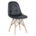 Ficha técnica e caractérísticas do produto Cadeira Estofada Eames Botonê - Eiffel - Preto - Madeira Clara