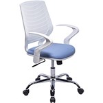 Ficha técnica e caractérísticas do produto Cadeira Executiva Delli Branca Cromada 320 com Rodízios Azul - DesignChair