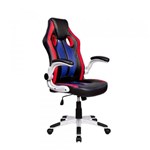 Ficha técnica e caractérísticas do produto Cadeira Gamer Couro PU PEL-3009 Pelegrin Vermelha Preta e Azul