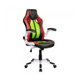 Ficha técnica e caractérísticas do produto Cadeira Gamer Couro PU PEL-3009 Pelegrin Vermelha Preta e Verde