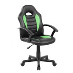 Ficha técnica e caractérísticas do produto Cadeira Gamer Kids em Couro PU Preta com Verde Pelegrin PEL-9353