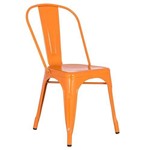 Cadeira Iron Tolix Industrial - Aço - Vintage - Laranja