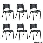 Ficha técnica e caractérísticas do produto Cadeira Iso Plástica Empilhável Preta (Kit 6 Unidades) - Kasmobile