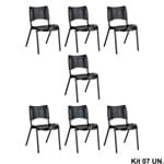 Ficha técnica e caractérísticas do produto Cadeira Iso Plástica Empilhável Preta (Kit 7 Unidades) - Kasmobile