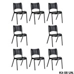 Ficha técnica e caractérísticas do produto Cadeira Iso Plástica Empilhável Preta (Kit 8 Unidades) - Kasmobile