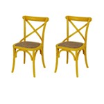 Ficha técnica e caractérísticas do produto 2 Cadeira Katrina Cross Amarela Decoradeira