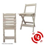 Ficha técnica e caractérísticas do produto Cadeira Madeira Natural Dobrável Sem Pintura - Kit 04 Unidades