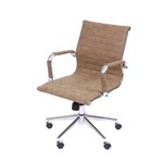 Ficha técnica e caractérísticas do produto Cadeira Office Esteirinha Charles Eames Pu Retrô Baixa Castanho