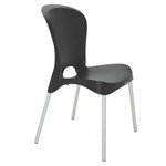 Cadeira Plastica Jolie Preta com Pernas de Aluminio Anodizadas