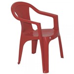Ficha técnica e caractérísticas do produto Cadeira Plastica Monobloco com Bracos Ilhabela Vermelha Encosto Fechado - Tramontina