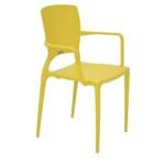 Cadeira Plastica Monobloco com Bracos Safira Amarela