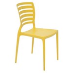 Cadeira Plastica Monobloco Sofia Amarela Encosto Vazado Horizontal