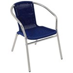Ficha técnica e caractérísticas do produto Cadeira Poltrona Rattan para Jardim em Aluminio Mor Azul - Azul Marinho