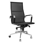 Ficha técnica e caractérísticas do produto Cadeira Presidente Alta em Aço Cromado e Mesh OR3303 - Preta