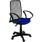 Ficha técnica e caractérísticas do produto Cadeira Presidente Tela Giratória Preta e Azul - At Home
