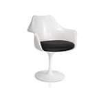 Ficha técnica e caractérísticas do produto Cadeira Saarinen com Braço ABS Base Alumínio Branca com Almofada Preta Or Design
