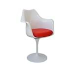 Ficha técnica e caractérísticas do produto Cadeira Saarinen com Braço ABS Base Alumínio Branca com Almofada Vermelha Or Design