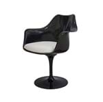 Ficha técnica e caractérísticas do produto Cadeira Saarinen com Braço ABS Base Alumínio Preta com Almofada Branca Or Design