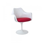 Ficha técnica e caractérísticas do produto Cadeira Saarinen com Braço Branca com Almofada Vermelha - Or Design