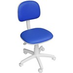 Ficha técnica e caractérísticas do produto Cadeira Secretária a Gás Branca Corino Azul - Classic Home