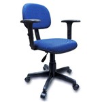 Cadeira Secretária Giratória C/ Braços Reguláveis Digitador Azul