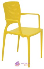 Ficha técnica e caractérísticas do produto Cadeira Tramontina Safira Amarela em Polipropileno e Fibra de Vidro com Braços