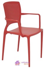 Ficha técnica e caractérísticas do produto Cadeira Tramontina Safira Vermelha em Polipropileno e Fibra de Vidro com Braços