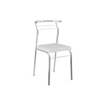Cadeiras Carraro 1708 (2 Unidades) - Cor Cromada - Assento Couríno Branco