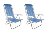 Ficha técnica e caractérísticas do produto 2 Cadeiras De Praia Reclináveis 8 Posições Alumínio Azul - MOR 2267