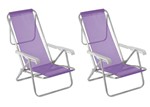 Ficha técnica e caractérísticas do produto 2 Cadeiras De Praia Reclináveis 8 Posições Alumínio Lilás - MOR 2293