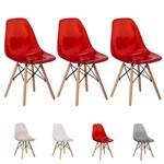 3 Cadeiras Eiffel Eames Dsw Transparente Várias Cores - (vermelha)