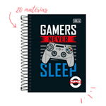 Ficha técnica e caractérísticas do produto Caderno Capa Dura Universitário 20 Matérias Gamers Never Sleep Pepper...