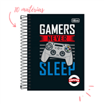 Ficha técnica e caractérísticas do produto Caderno Capa Dura Universitário 10 Matérias Gamers Never Sleep Pepper...