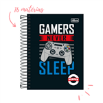 Ficha técnica e caractérísticas do produto Caderno Capa Dura Universitário 16 Matérias Gamers Never Sleep Pepper...