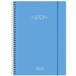 Ficha técnica e caractérísticas do produto Caderno Espiral Capa Plástica Universitário 1 Matéria Neon Azul 96 Folhas