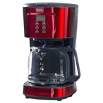 Ficha técnica e caractérísticas do produto Cafeteira Elétrica 30 Cafés com Jarra de Vidro 1,5L Programável CMP 220V Vermelha Black Decker