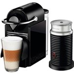 Ficha técnica e caractérísticas do produto Cafeteira Expresso Nespresso Pixie Clip com Aeroccino Preta/Lemon - 110V