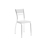Caixa C/ 2 Cadeiras Carraro 1701 - Cor Cromada/Assento/Encosto Couríno Branco