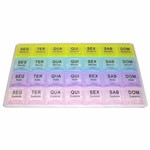 Ficha técnica e caractérísticas do produto Caixa de Plástico Organizadora Porta Comprimido Medicamento Remédio com 28 Compartimentos 7 Dias