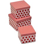 Ficha técnica e caractérísticas do produto Caixa de Presente com Estampa em Poá Vermelha 3 Unidades - Santini