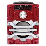 Ficha técnica e caractérísticas do produto Caixa de Som Portátil Briwax 20cm MF-1615 Vermelha Amplificada Bluetooth USB MP3 Rádio FM SD