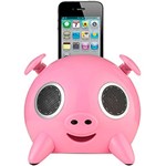 Ficha técnica e caractérísticas do produto Caixa de Som Portátil Docking Ispeaker Pig com Conector Apple (Iphone4/4S/Ipod) Entrada Auxiliar P2 23W Bivolt 60Hz Rosa - Ello