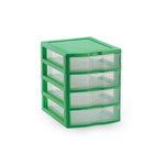 Ficha técnica e caractérísticas do produto Caixa Gaveteiro Plástico Organizador Multiuso 4 Gavetas Pqn - Verde