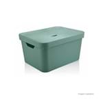 Ficha técnica e caractérísticas do produto Caixa Organizadora Cube 32L Grande com Tampa Verde Menta Fechado OU