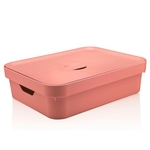 Ficha técnica e caractérísticas do produto Caixa Organizadora Cube Rosa Baixa 45x35 cm