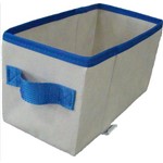 Ficha técnica e caractérísticas do produto Caixa Organizadora de Tecido OrganiBox Bege/azul C/ Alça de 14x15x28cm