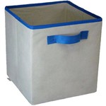 Ficha técnica e caractérísticas do produto Caixa Organizadora de Tecido OrganiBox Bege/azul C/ Alça de 28x31x28cm