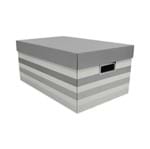 Ficha técnica e caractérísticas do produto Caixa Organizadora Facilit Stripes Cinza - G