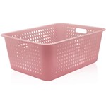 Ficha técnica e caractérísticas do produto Caixa Organizadora Maxi Grande Organize Cesto Plástico 40l Rosa Quartzo - ou